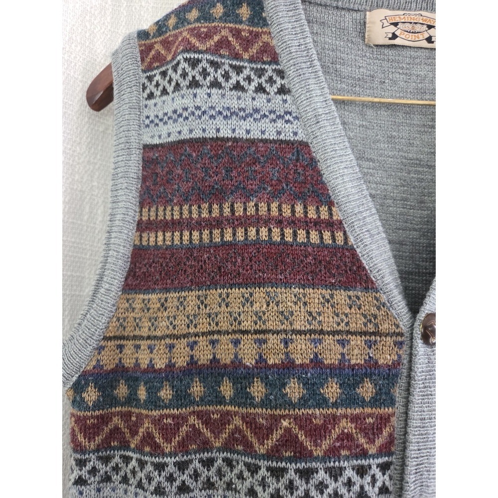 Vintage Heming Way Point Wool Cardigan Vest Women's Large Fair Isle - Picture 4 of 6